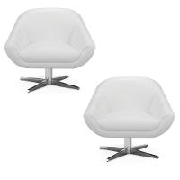 Kit 02 Poltronas Giratória Giovana Corino Base Cromada - 8