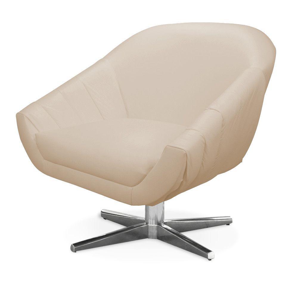 Kit 02 Poltronas Giratória Giovana Corino Base Cromada - 4