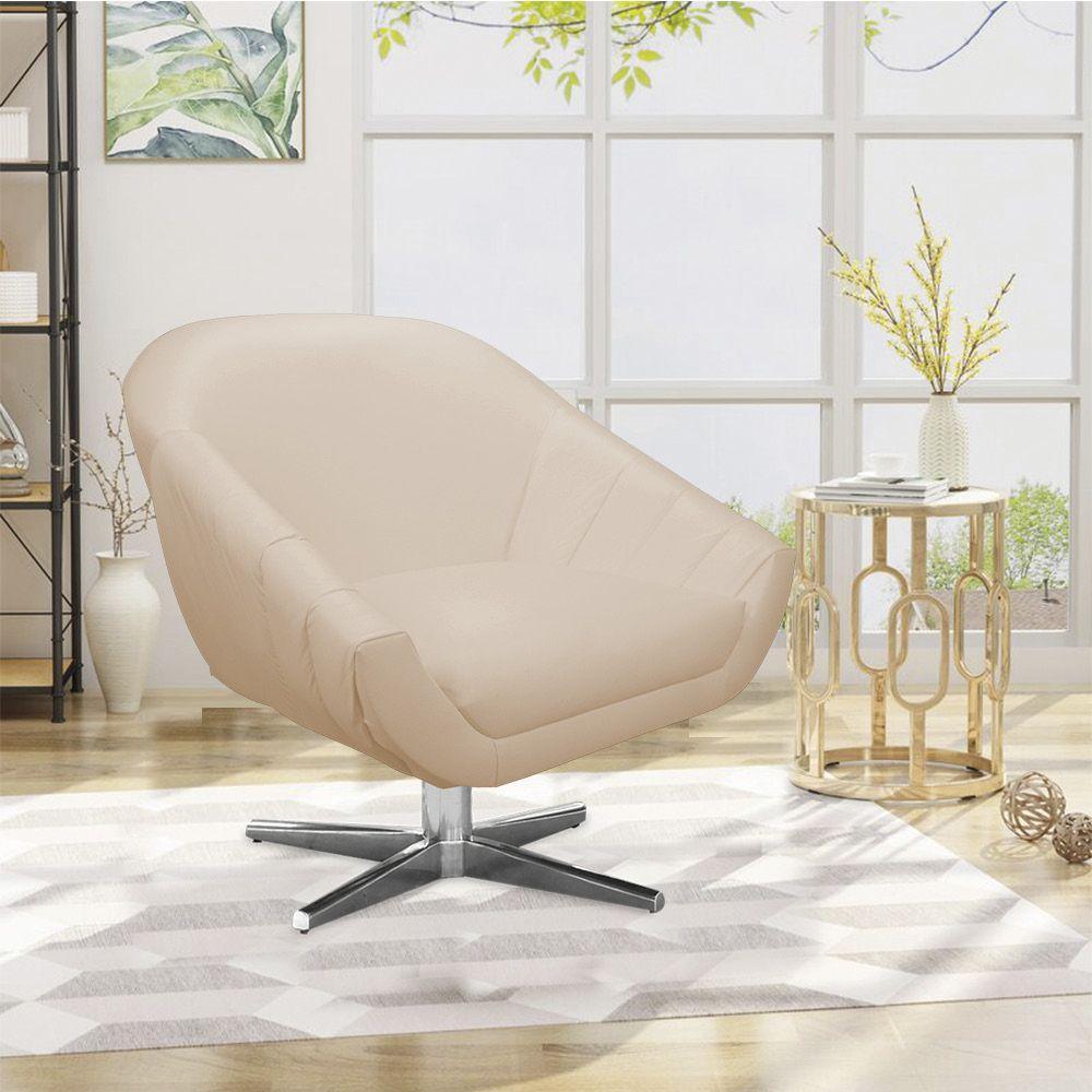 Kit 02 Poltronas Giratória Giovana Corino Base Cromada - 7