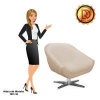 Kit 02 Poltronas Giratória Giovana Corino Base Cromada - 2