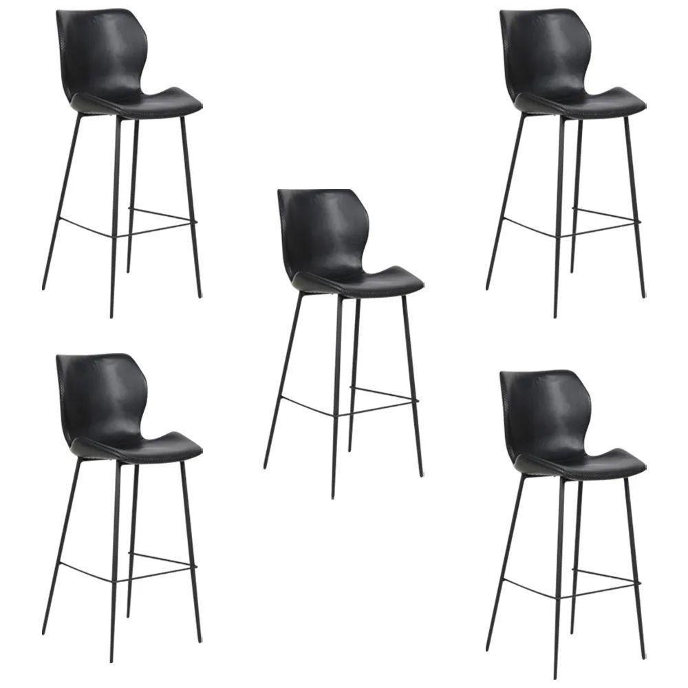 Kit 5 Banquetas Alta Com Encosto Para Bancada Cozinha Penha R02 Pu Preto - Mpozenato - 1