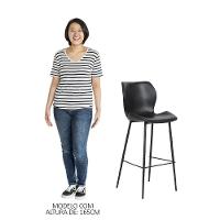 Kit 5 Banquetas Alta Com Encosto Para Bancada Cozinha Penha R02 Pu Preto - Mpozenato
