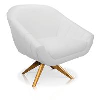 Kit 02 Poltronas Giratória Giovana Corino Base Madeira Ma30 - 3