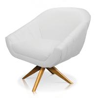 Kit 02 Poltronas Giratória Giovana Corino Base Madeira Ma30