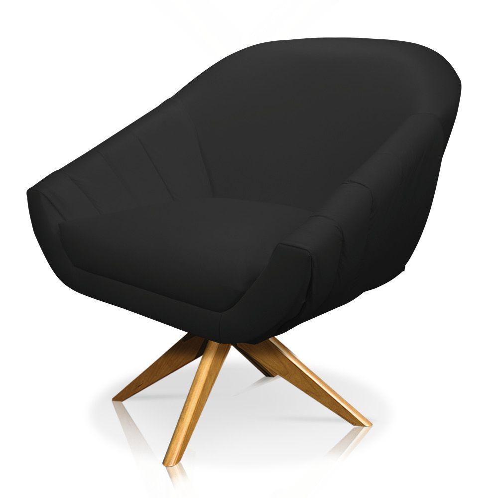 Poltrona Giratória Giovana Corino Base Madeira Ma30 - 4