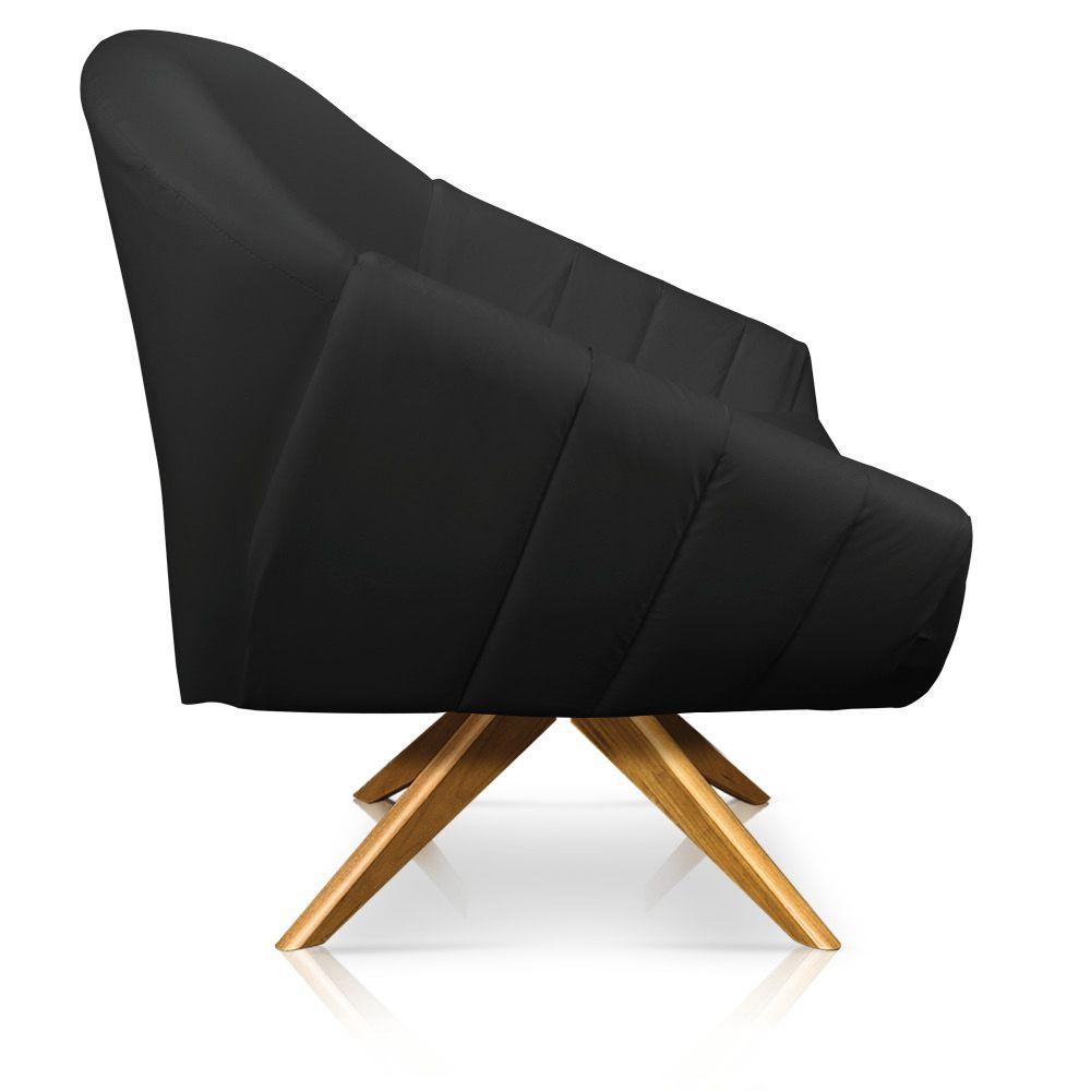 Poltrona Giratória Giovana Corino Base Madeira Ma30 - 5