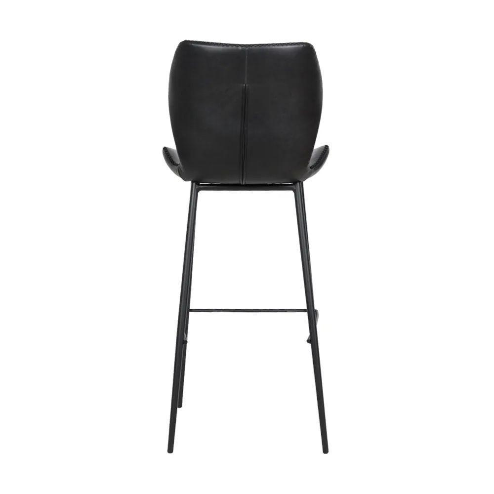 Banqueta Alta Com Encosto Para Bancada Cozinha Pés Aço Penha R02 Pu Preto - Mpozenato - 3
