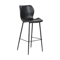 Banqueta Alta Com Encosto Para Bancada Cozinha Pés Aço Penha R02 Pu Preto - Mpozenato - 1