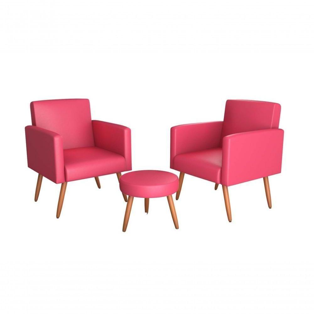 Conjunto 02 Poltronas E 1 Puff Dallas - Rosa Courano - 2