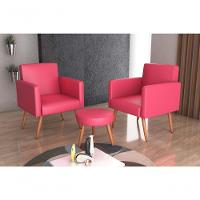 Conjunto 02 Poltronas E 1 Puff Dallas - Rosa Courano - 1