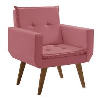 Poltrona Decorativa Taurus 1 Lugar Base Palito Tecido Rosa - 3