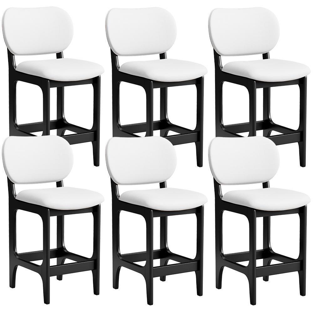 Kit 06 Banquetas Baixa Bar Cozinha E Sala De Jantar Fixa Betta L02 Preto Facto Branco - Lyam Decor - 1