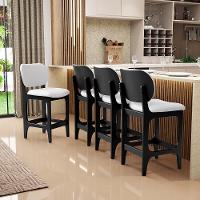 Kit 06 Banquetas Baixa Bar Cozinha E Sala De Jantar Fixa Betta L02 Preto Facto Branco - Lyam Decor - 5