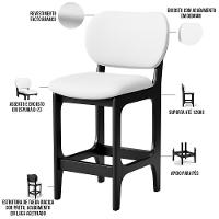 Kit 06 Banquetas Baixa Bar Cozinha E Sala De Jantar Fixa Betta L02 Preto Facto Branco - Lyam Decor - 8