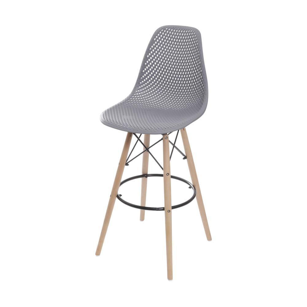 Banqueta Eames Dsw Colmeia Em Polipropileno Cinza Base Madeira - 1