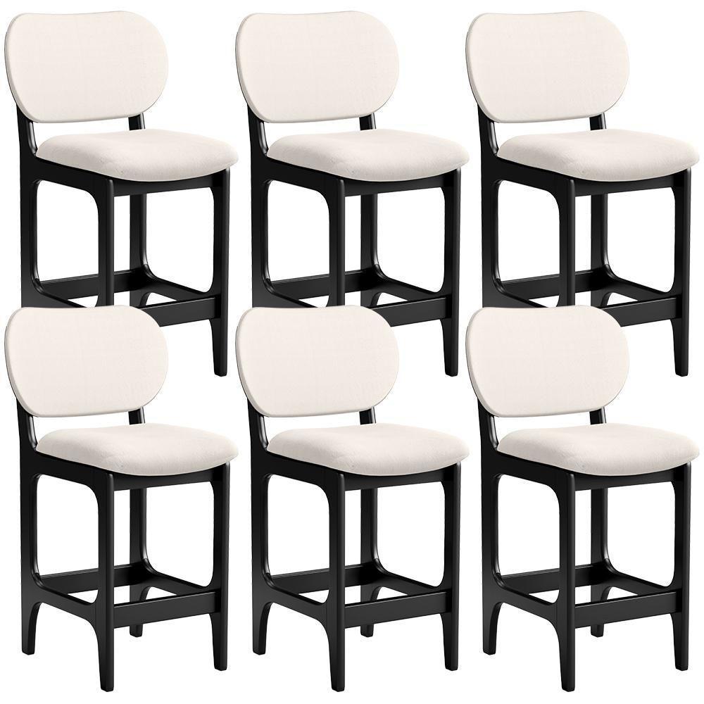 Kit 06 Banquetas Baixa Bar Cozinha E Sala De Jantar Fixa Betta L02 Preto Linho Cru - Lyam Decor - 1