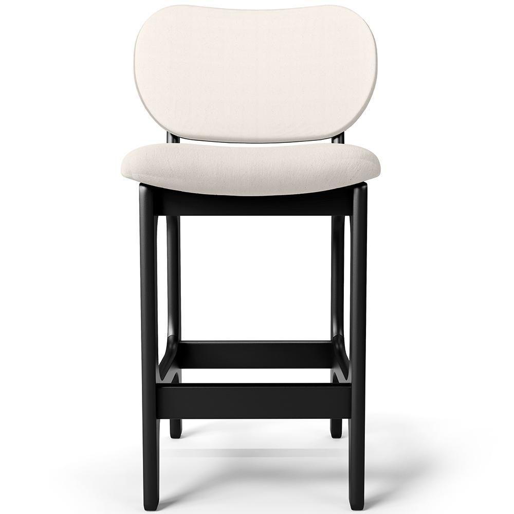 Kit 06 Banquetas Baixa Bar Cozinha E Sala De Jantar Fixa Betta L02 Preto Linho Cru - Lyam Decor - 2