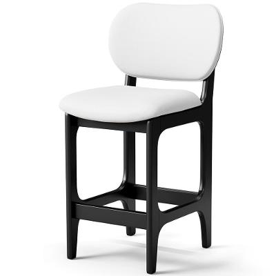 Kit 5 Banquetas Baixa Betta L02 Assento Courino Base Fixa Encosto Preto Facto