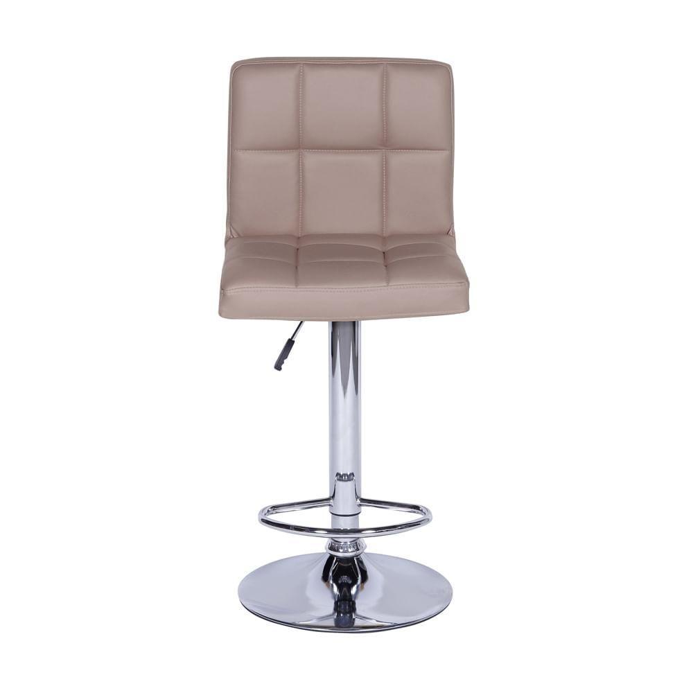 Banqueta Giratória Gomos Confort Estofada Em Pu Caramelo Base Cromada - 2