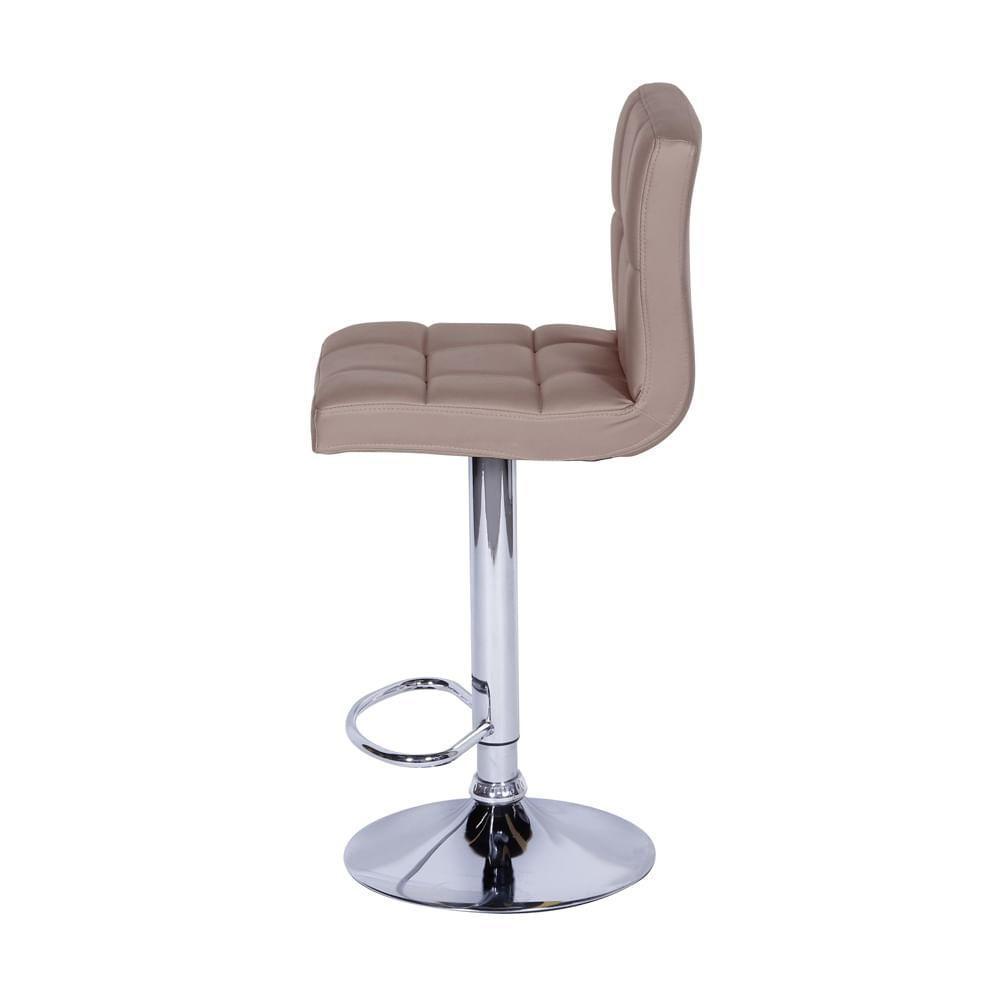 Banqueta Giratória Gomos Confort Estofada Em Pu Caramelo Base Cromada - 3