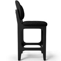 Kit 05 Banquetas Baixa Bar Cozinha E Sala De Jantar Fixa Betta L02 Preto Linho Chumbo - Lyam Decor - 3