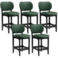 Kit 05 Banquetas Baixa Bar Cozinha E Sala De Jantar Fixa Betta L02 Preto Facto Verde Musgo - 1