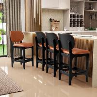 Kit 05 Banquetas Baixa Bar Cozinha E Sala De Jantar Fixa Betta L02 Preto Couríssimo Camel