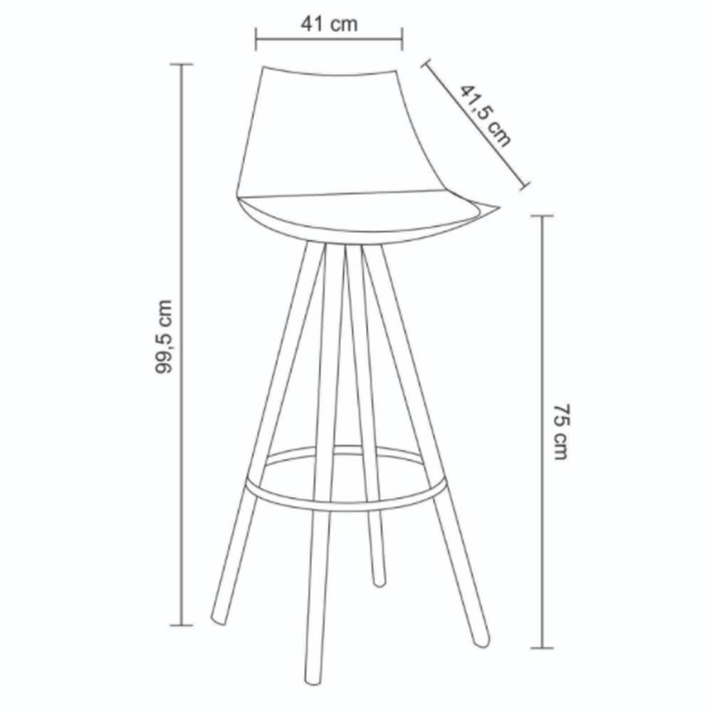 Kit 2 Banquetas Altas Lorena Rivatti Polipropileno Preta Base Madeira - 3