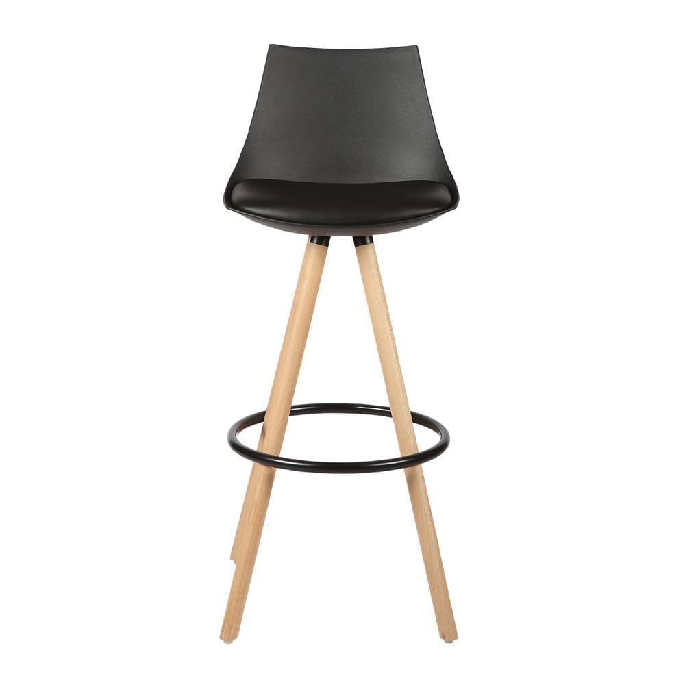 Kit 2 Banquetas Altas Lorena Rivatti Polipropileno Preta Base Madeira - 4