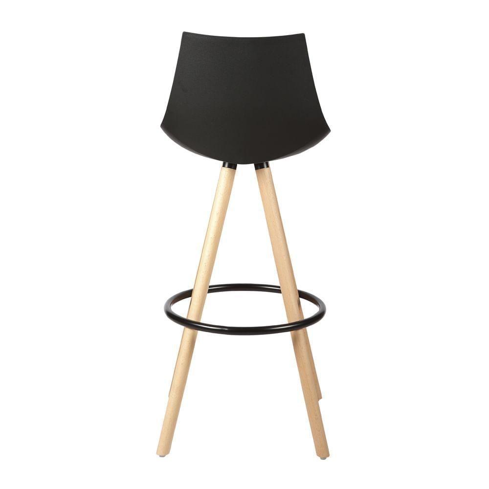 Kit 2 Banquetas Altas Lorena Rivatti Polipropileno Preta Base Madeira - 5