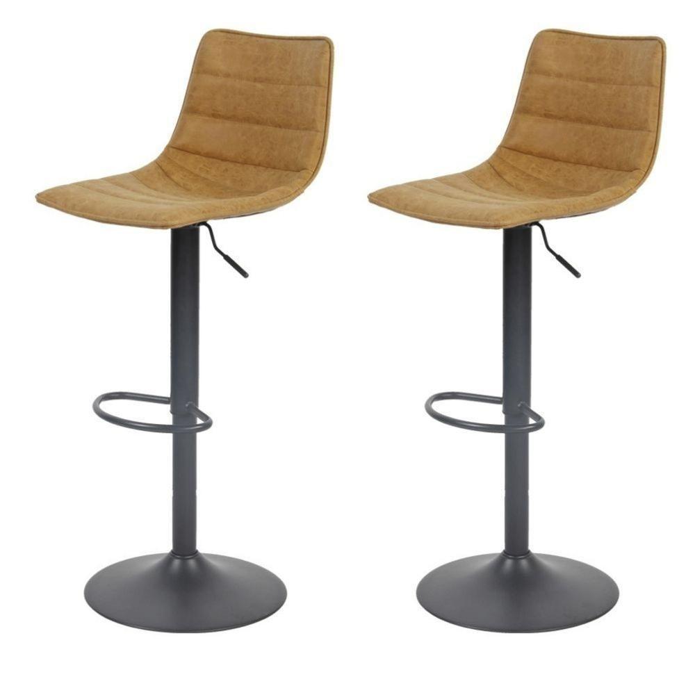 Kit 2 Banquetas Giratória Barbacena Rivatti Revestimento Em Poliuretano (Pu) Caramelo Base Disco - 1