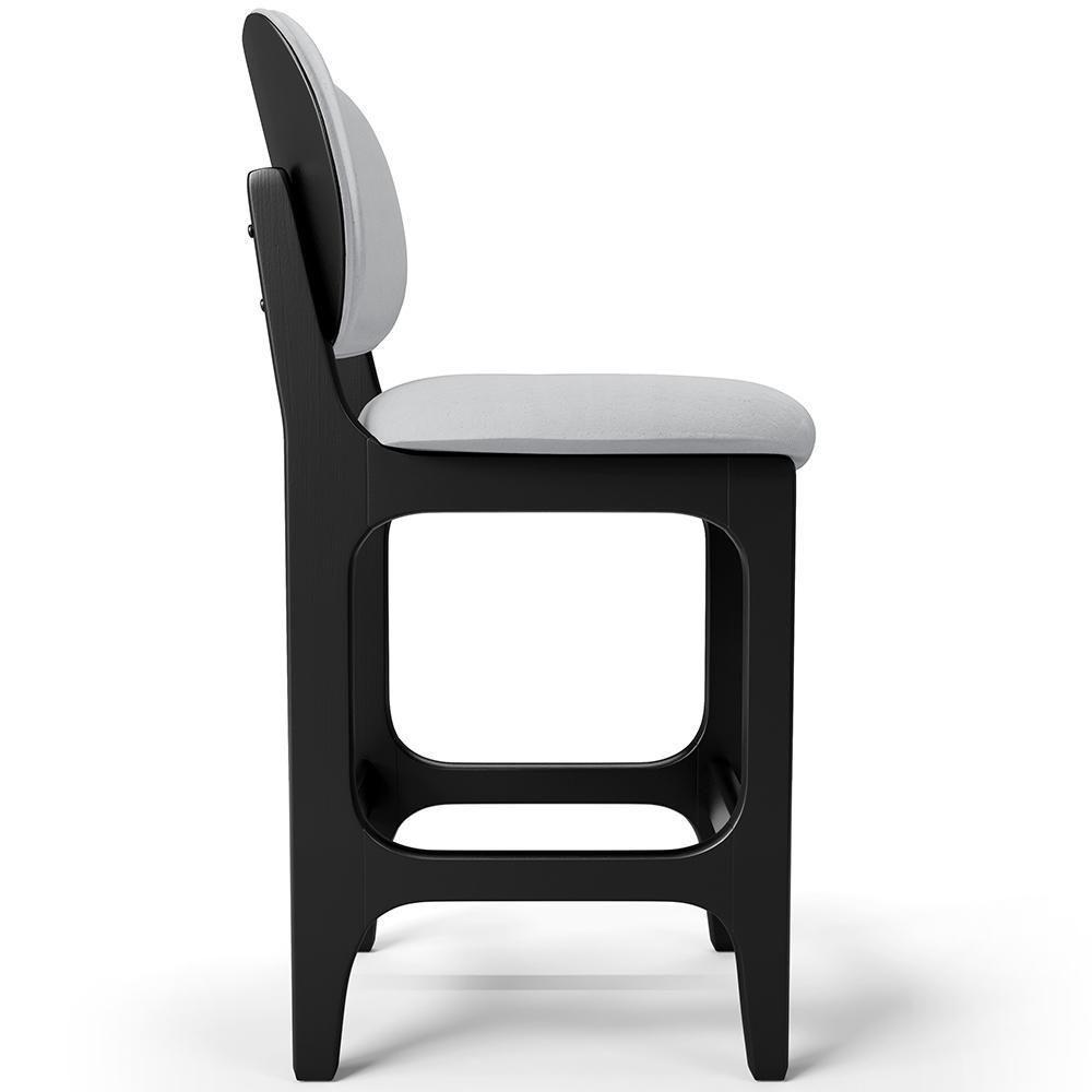 Kit 05 Banquetas Baixa Bar Cozinha E Sala De Jantar Fixa Betta L02 Preto Linho Cinza - Lyam Decor - 2