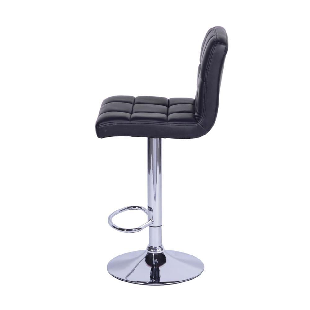 Banqueta Giratória Gomos Confort Estofada Em Pu Preta Base Cromada - 2