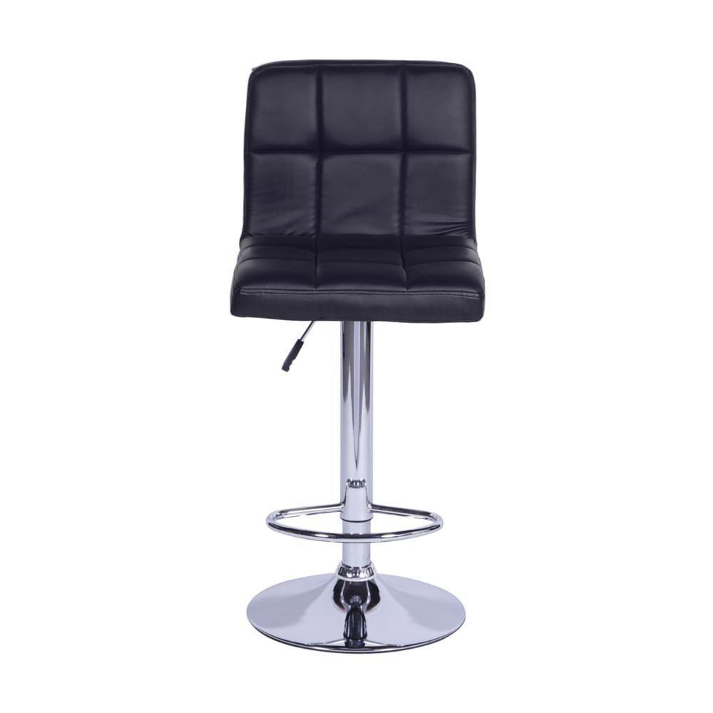 Banqueta Giratória Gomos Confort Estofada Em Pu Preta Base Cromada - 4