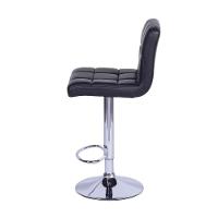 Banqueta Giratória Gomos Confort Estofada Em Pu Preta Base Cromada - 2