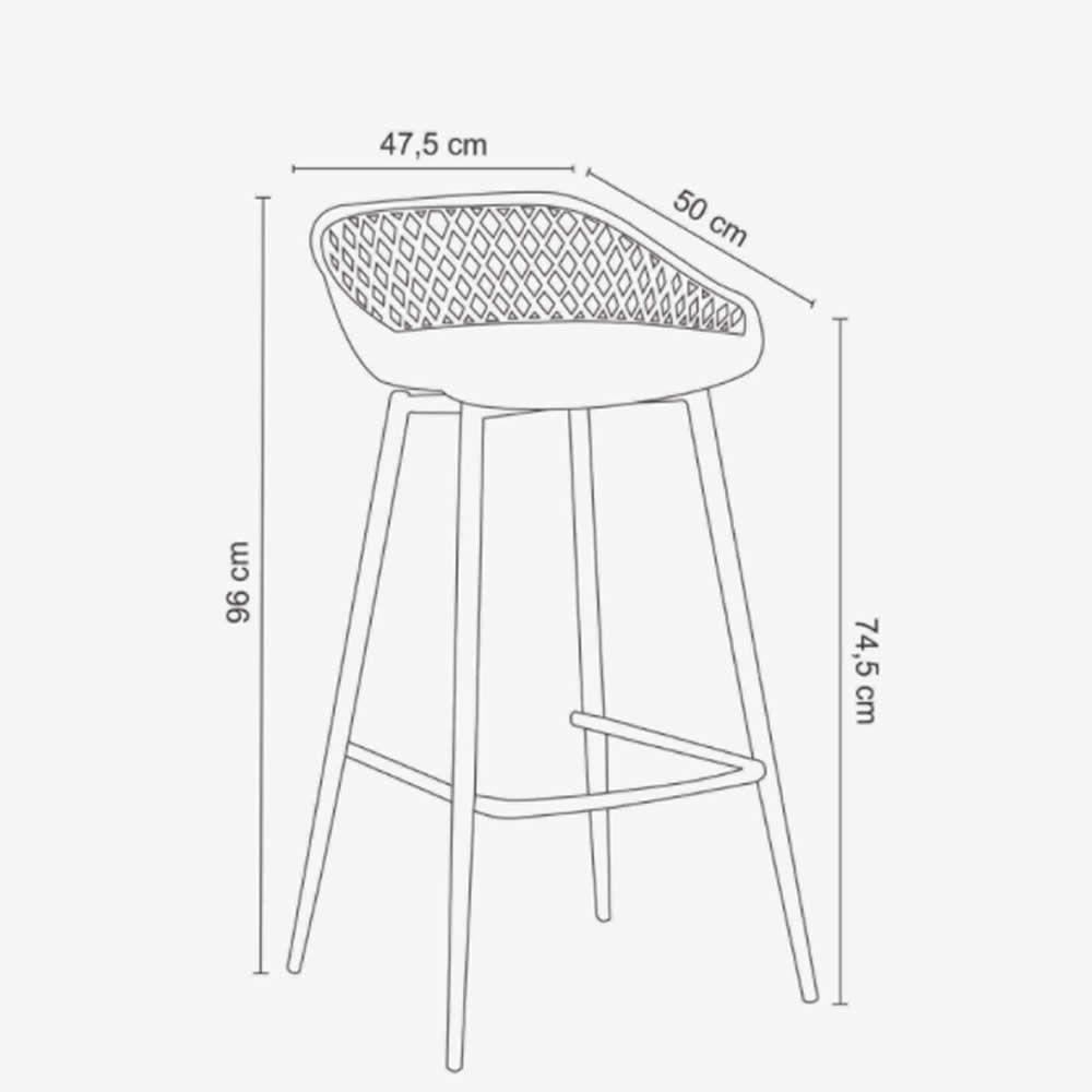 Kit 4 Banquetas Altas Clarice Sidera Rivatti Polipropileno Branca Base Metal Aço - 2