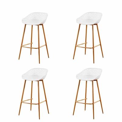 Kit 4 Banquetas Altas Clarice Sidera Rivatti Polipropileno Branca Base Metal Aço