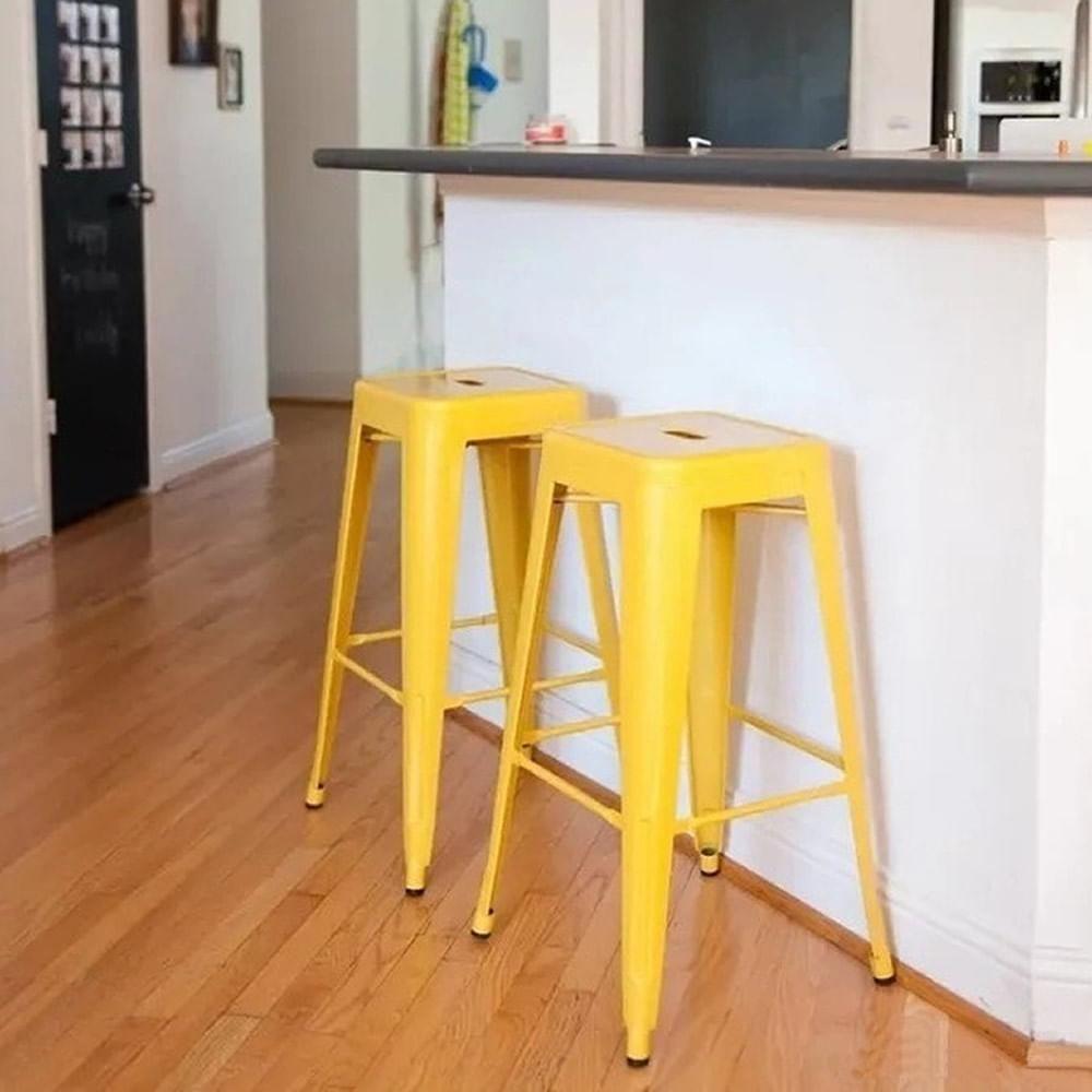 Kit 4 Banquetas Altas Iron Tolix Titan Rivatti Amarela Base Metal - 4