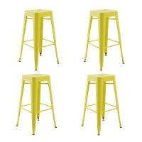 Kit 4 Banquetas Altas Iron Tolix Titan Rivatti Amarela Base Metal - 1