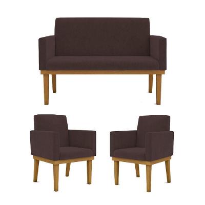 Ki 02 Poltronas Com Base + Namoradeira Sala marrom