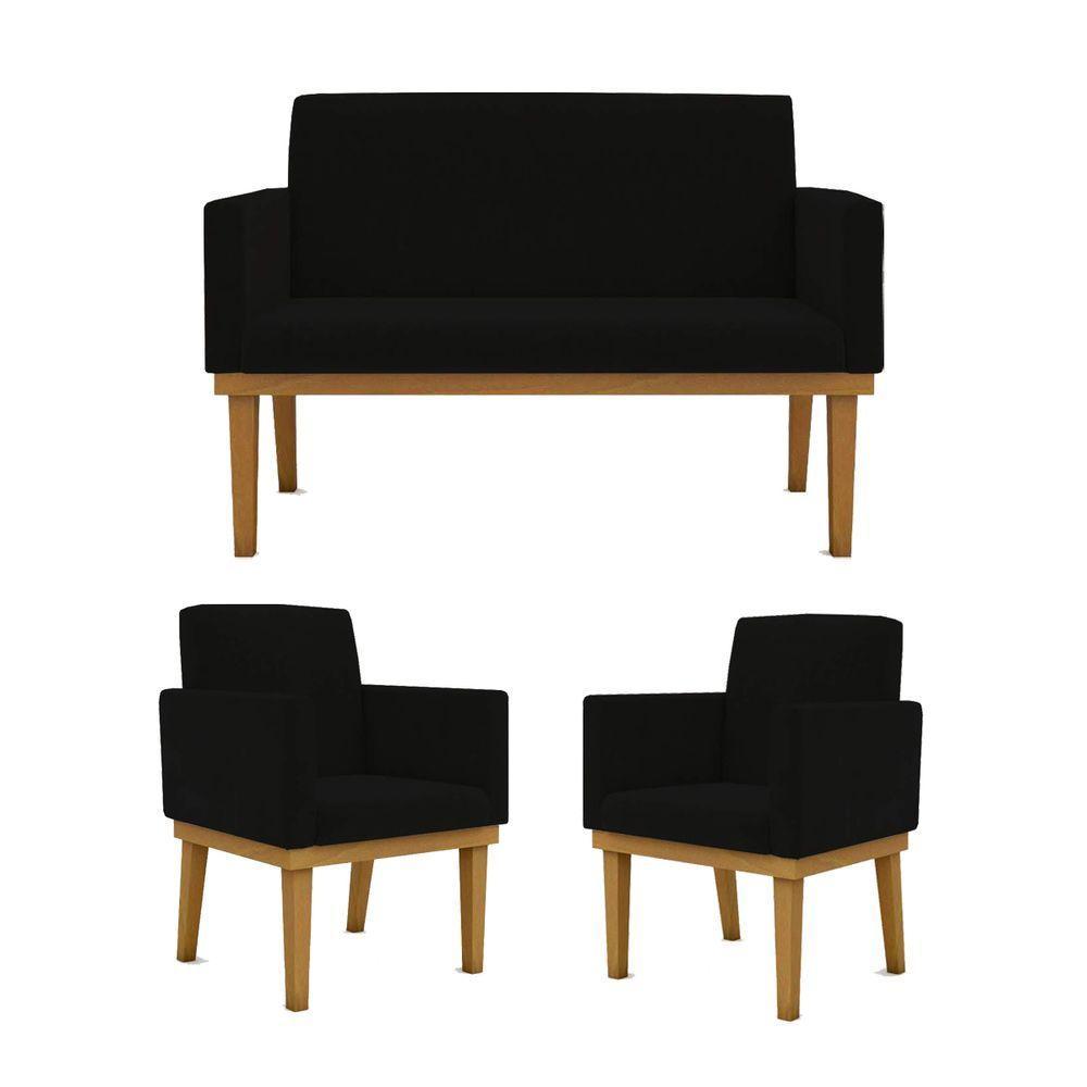 Ki 02 Poltronas Com Base + Namoradeira Sala preta - 1