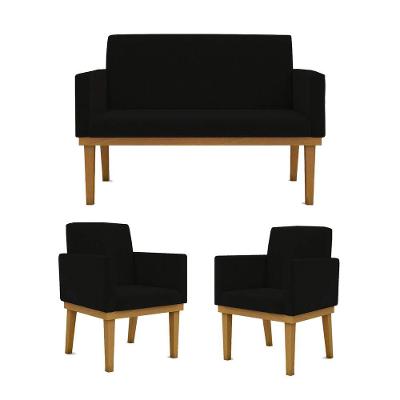 Ki 02 Poltronas Com Base + Namoradeira Sala preta