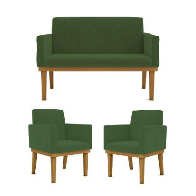 Ki 02 Poltronas Com Base + Namoradeira Sala verde