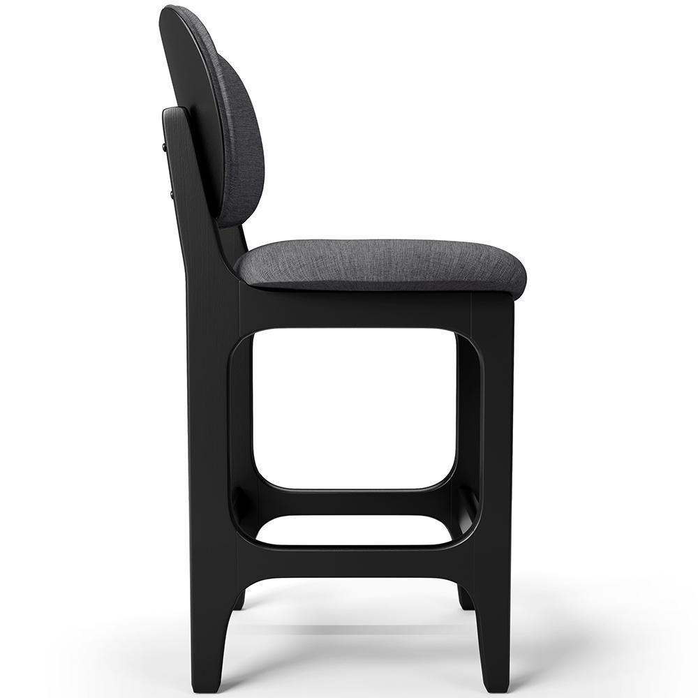 Kit 05 Banquetas Baixa Bar Cozinha E Sala De Jantar Fixa Betta L02 Preto Linho Cinza Escuro - 3