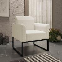 Kit 02 Poltronas Marisa Linho Grossi Bege A19 Base Industrial Metálica Preto - 6