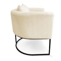 Kit 01 Namoradeira 02 Lugares E 02 Poltronas Paola Linho Base Metálica Preto Cor A19 Grosso Bege