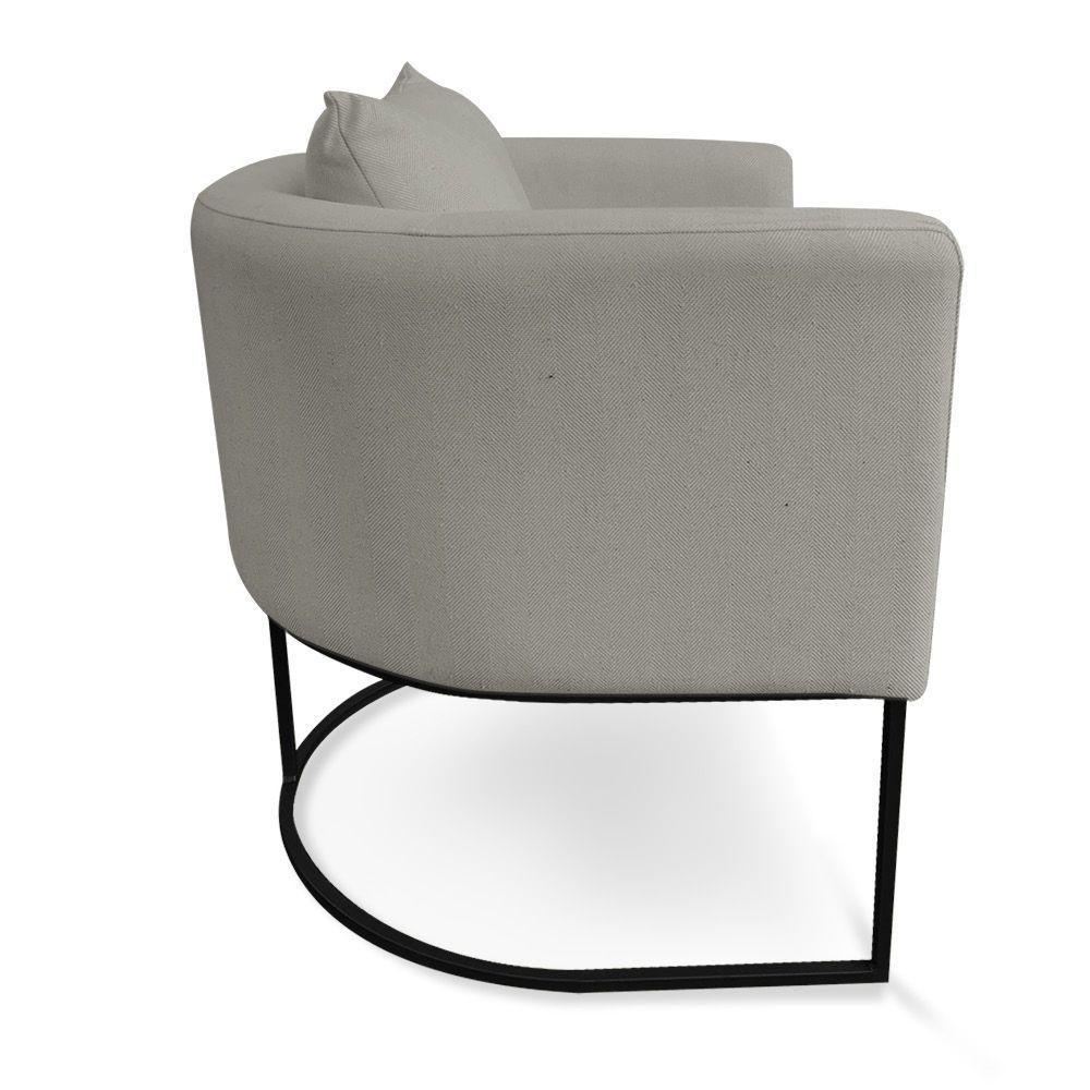 Kit 01 Namoradeira 02 Lugares E 02 Poltronas Paola Linho Base Metálica Preto Cor A26 Grafite - 4