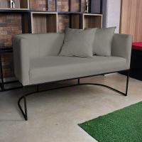 Kit 01 Namoradeira 02 Lugares E 02 Poltronas Paola Linho Base Metálica Preto Cor A26 Grafite - 8