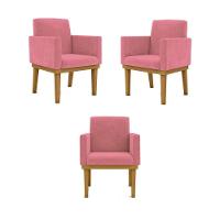 Kit 03 Poltronas Base Reforçada Sala Quarta Rosa - 1
