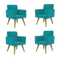 Kit 04 Poltronas Cadeira Escritório Recepção azul-turquesa - 1